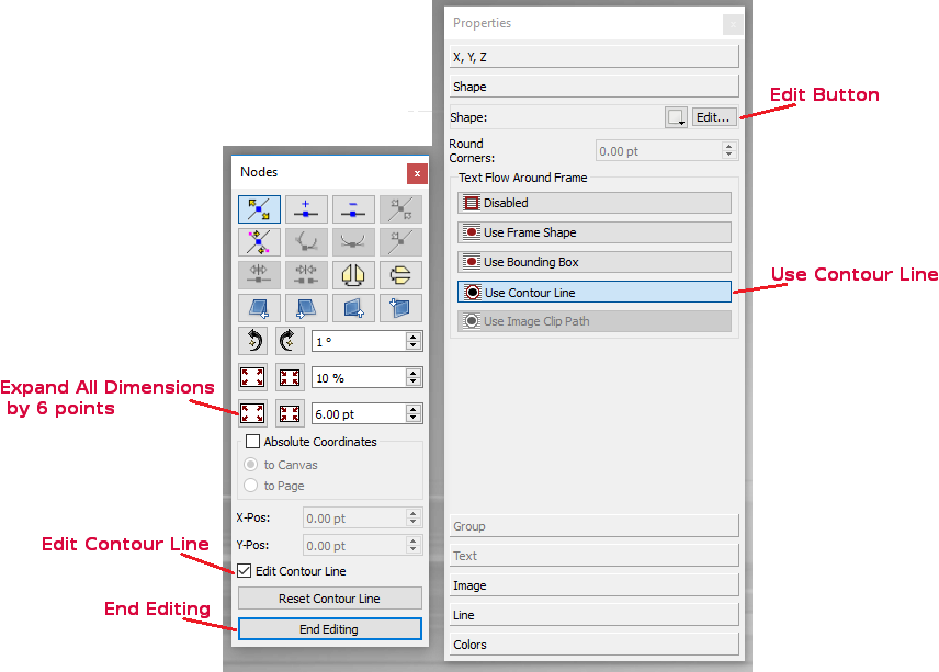 Properties and Nodes windows